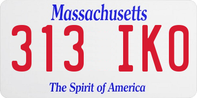 MA license plate 313IK0