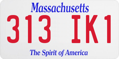 MA license plate 313IK1