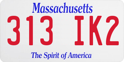 MA license plate 313IK2