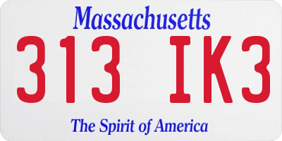 MA license plate 313IK3