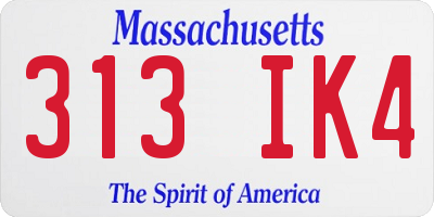 MA license plate 313IK4