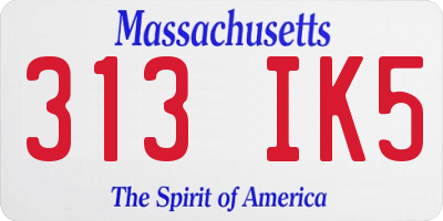 MA license plate 313IK5