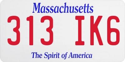 MA license plate 313IK6