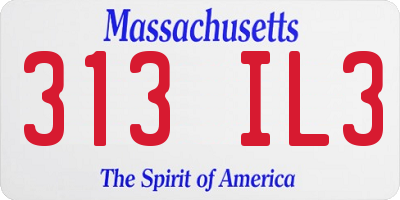 MA license plate 313IL3