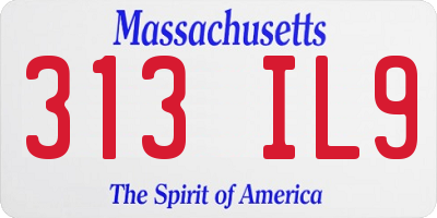MA license plate 313IL9