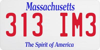 MA license plate 313IM3