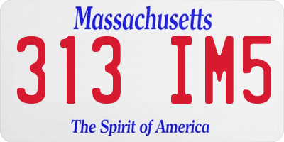 MA license plate 313IM5
