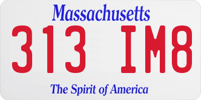 MA license plate 313IM8