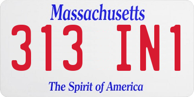 MA license plate 313IN1