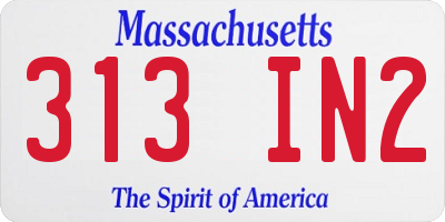 MA license plate 313IN2