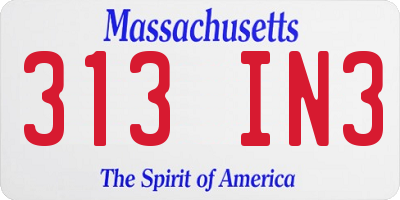 MA license plate 313IN3