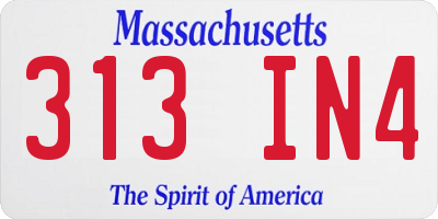 MA license plate 313IN4