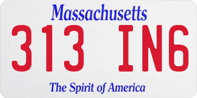 MA license plate 313IN6