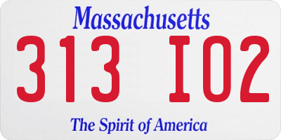 MA license plate 313IO2