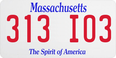 MA license plate 313IO3