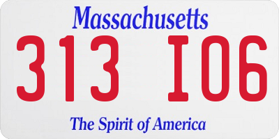 MA license plate 313IO6