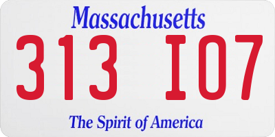 MA license plate 313IO7