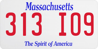 MA license plate 313IO9