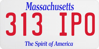 MA license plate 313IP0