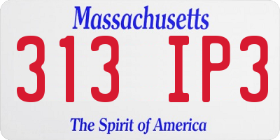 MA license plate 313IP3