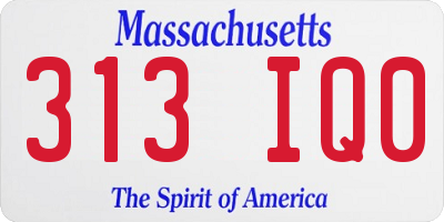 MA license plate 313IQ0