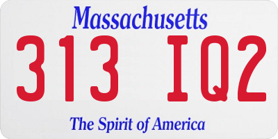 MA license plate 313IQ2
