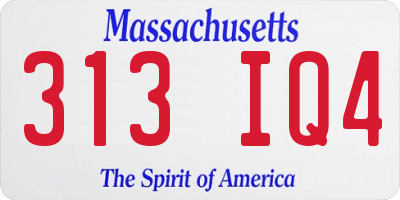 MA license plate 313IQ4