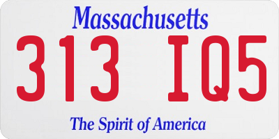 MA license plate 313IQ5