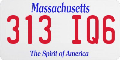 MA license plate 313IQ6