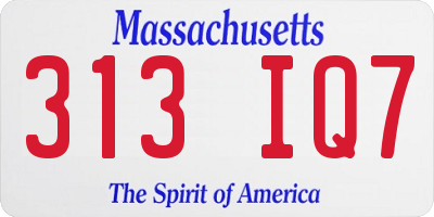 MA license plate 313IQ7