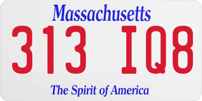 MA license plate 313IQ8