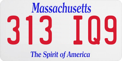 MA license plate 313IQ9