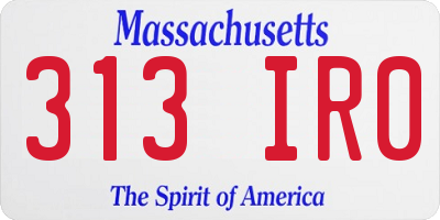 MA license plate 313IR0