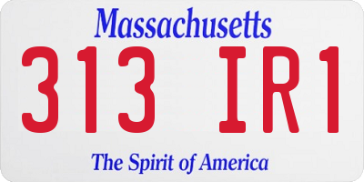 MA license plate 313IR1