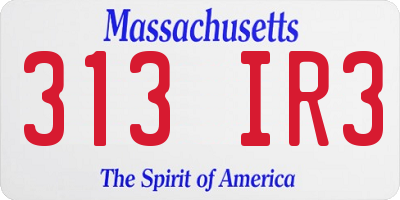 MA license plate 313IR3