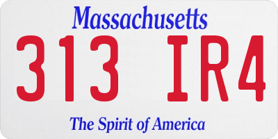 MA license plate 313IR4