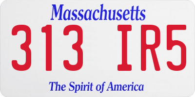 MA license plate 313IR5