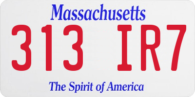 MA license plate 313IR7