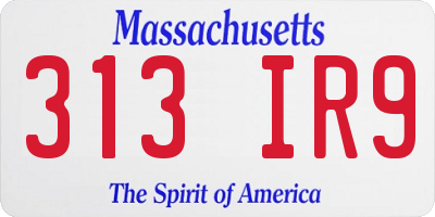 MA license plate 313IR9