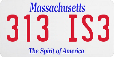 MA license plate 313IS3
