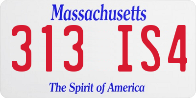 MA license plate 313IS4