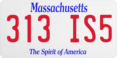 MA license plate 313IS5