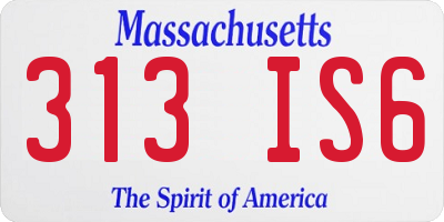 MA license plate 313IS6