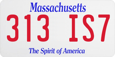 MA license plate 313IS7