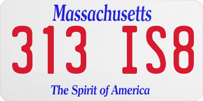 MA license plate 313IS8