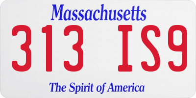 MA license plate 313IS9