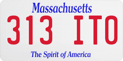 MA license plate 313IT0