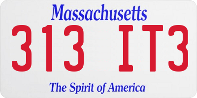 MA license plate 313IT3