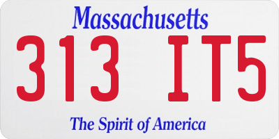 MA license plate 313IT5