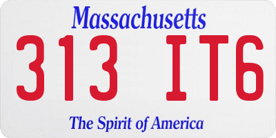MA license plate 313IT6